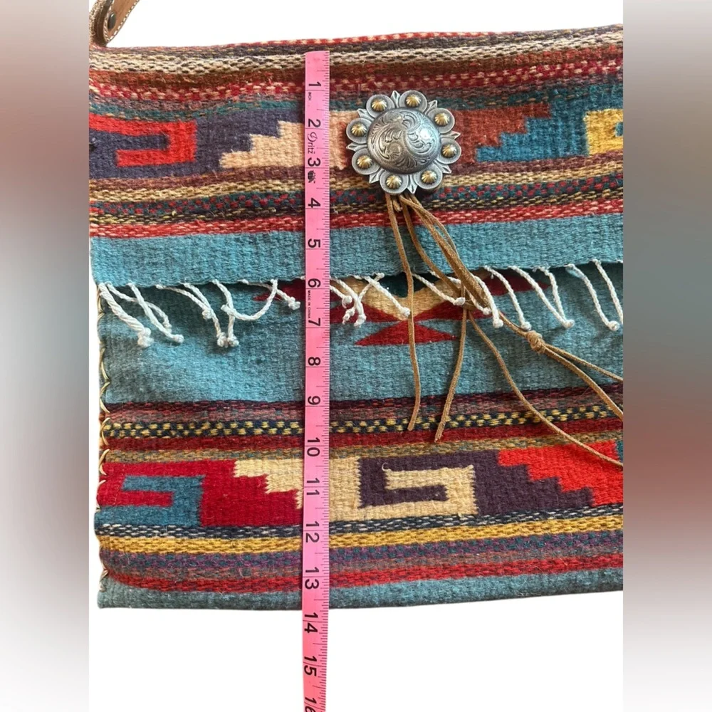 Handmade horse blanket shoulder bag with Brown Strap - Picture 4 of 5